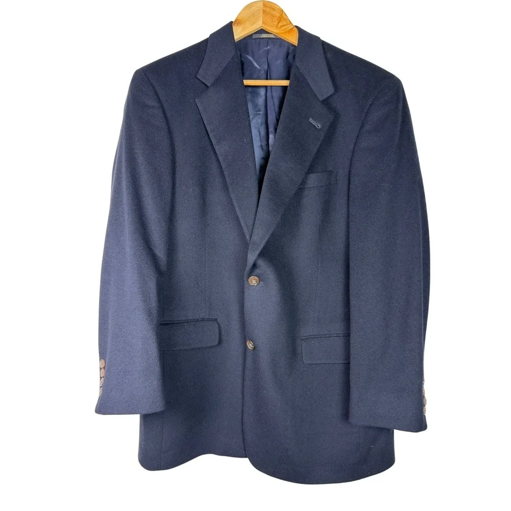 Hart Schaffner Marx Sport Coat Mens 41R Black 100% Cashmere Gold Trumpeter